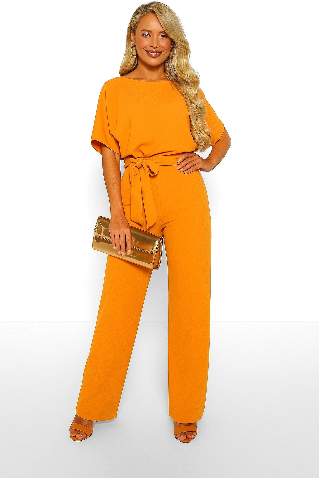 Comfortable women's relaxed-fit batwing jumpsuit, offering freedom of movement in a stylish one-piece.
