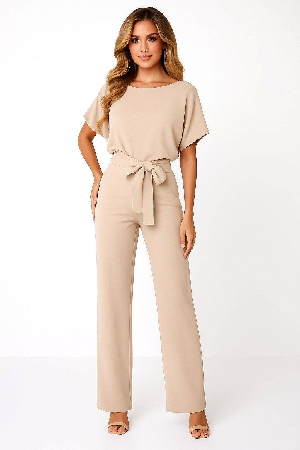 Comfortable women's batwing jumpsuit. Relaxed-fit one-piece perfect for spring and summer travel.