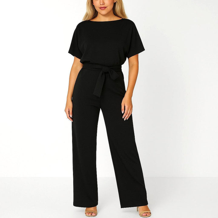 Versatile women's one-piece batwing jumpsuit. Easy day-to-night styling for casual or elegant occasions.