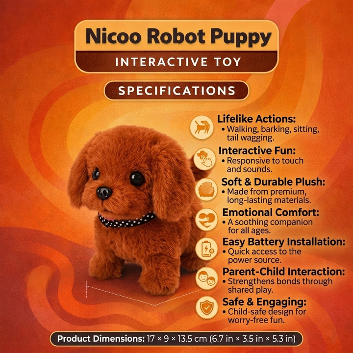 Interactive puppy toy, a robot dog plush that barks and walks realistically.