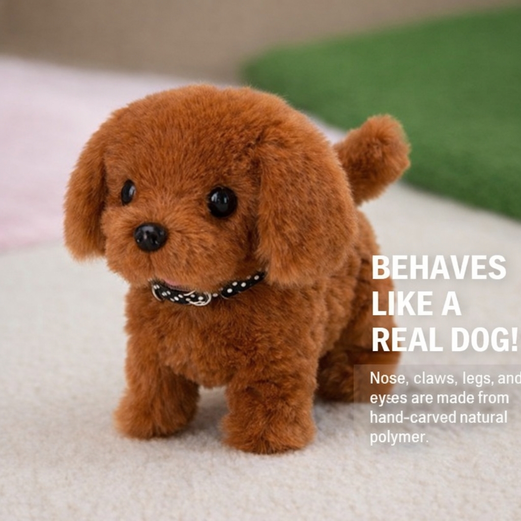 Barking plush animal toy: a charming interactive robot dog for children.