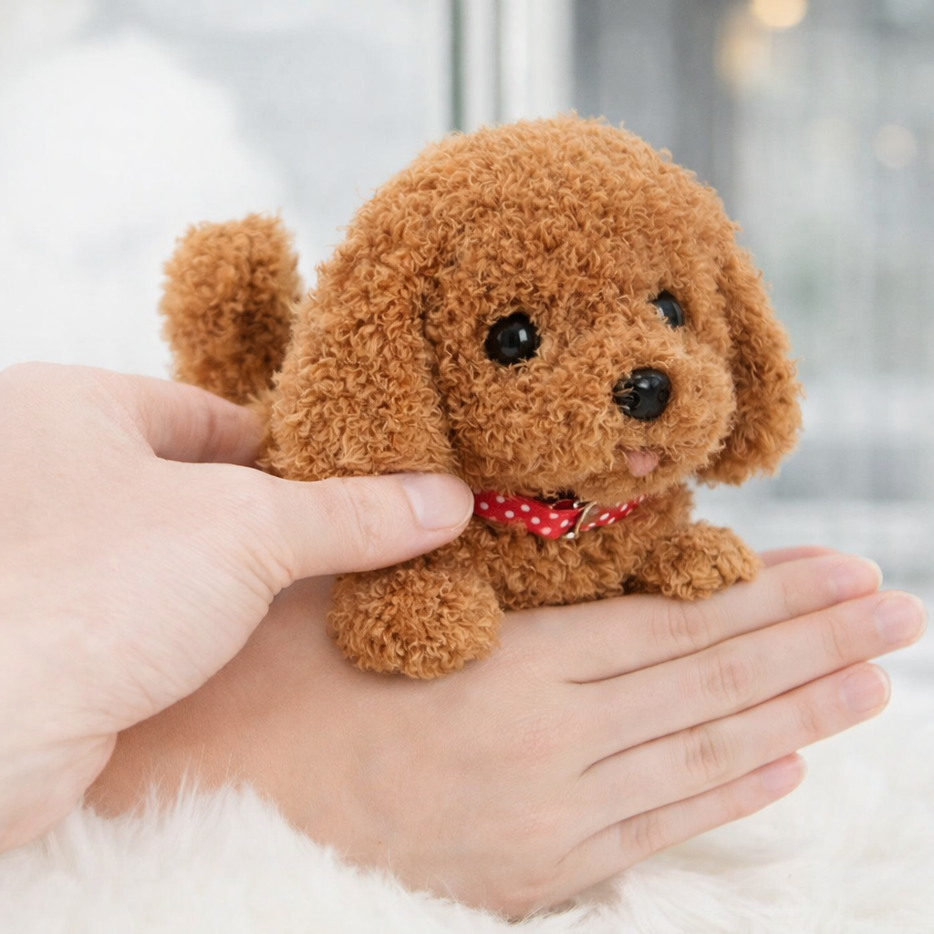 Engaging children's toy: a plush robot dog that walks and makes realistic sounds.
