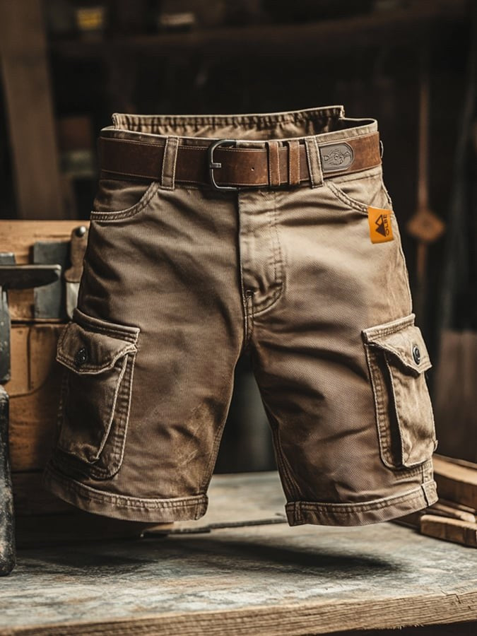 Black men's relaxed cargo pants, ideal for everyday wear & casual comfort with practical utility pockets.