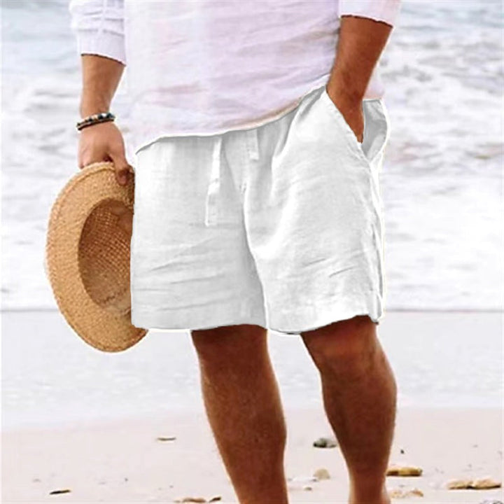 Blue men's relaxed fit drawstring shorts, offering all-day comfort for summer & casual occasions.