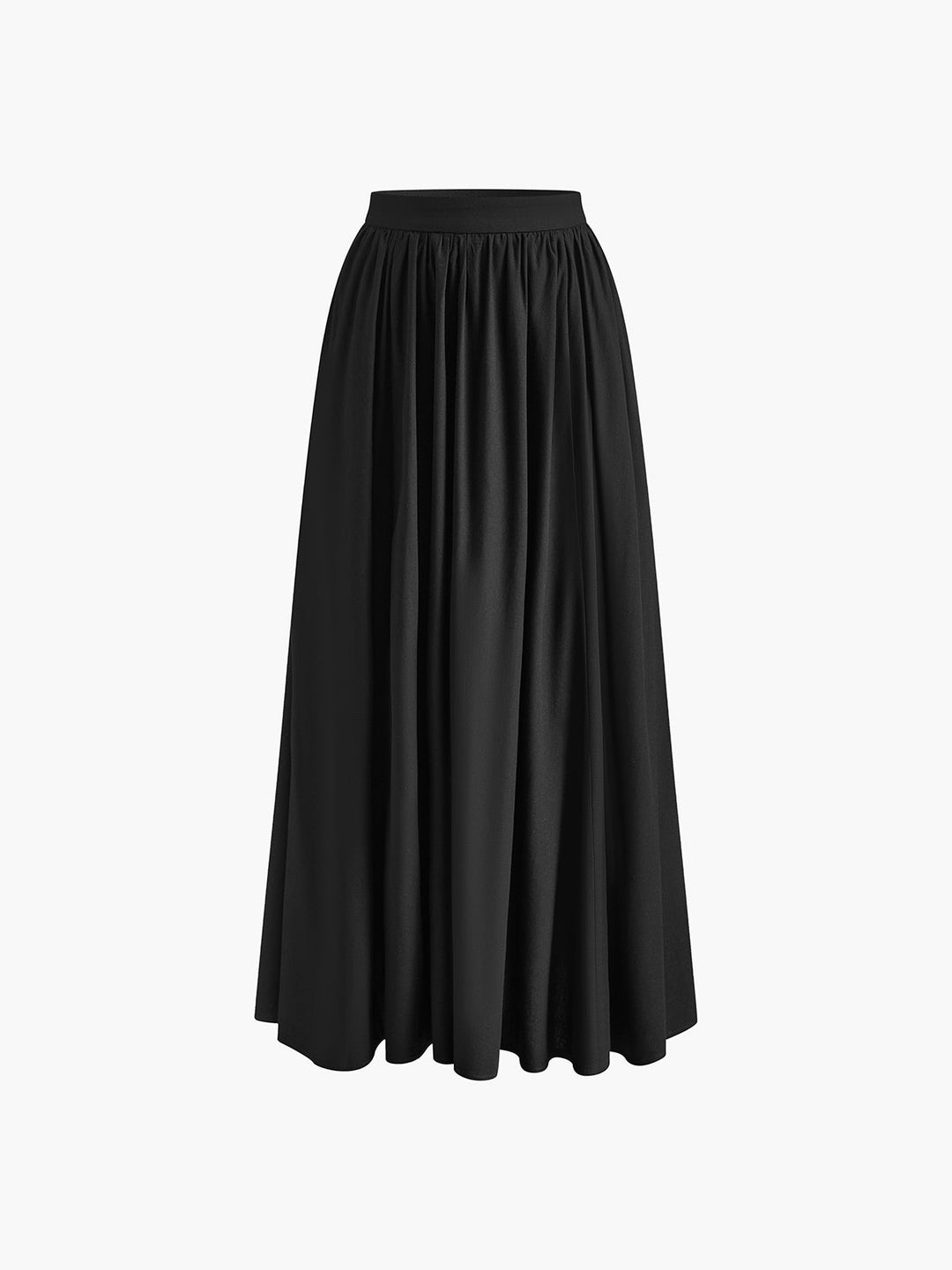 Women's High Waist Pleated Linen Maxi Skirt