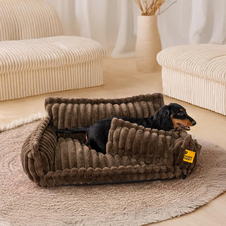 Faux lambswool orthopedic dog bed, offering luxurious comfort and support.