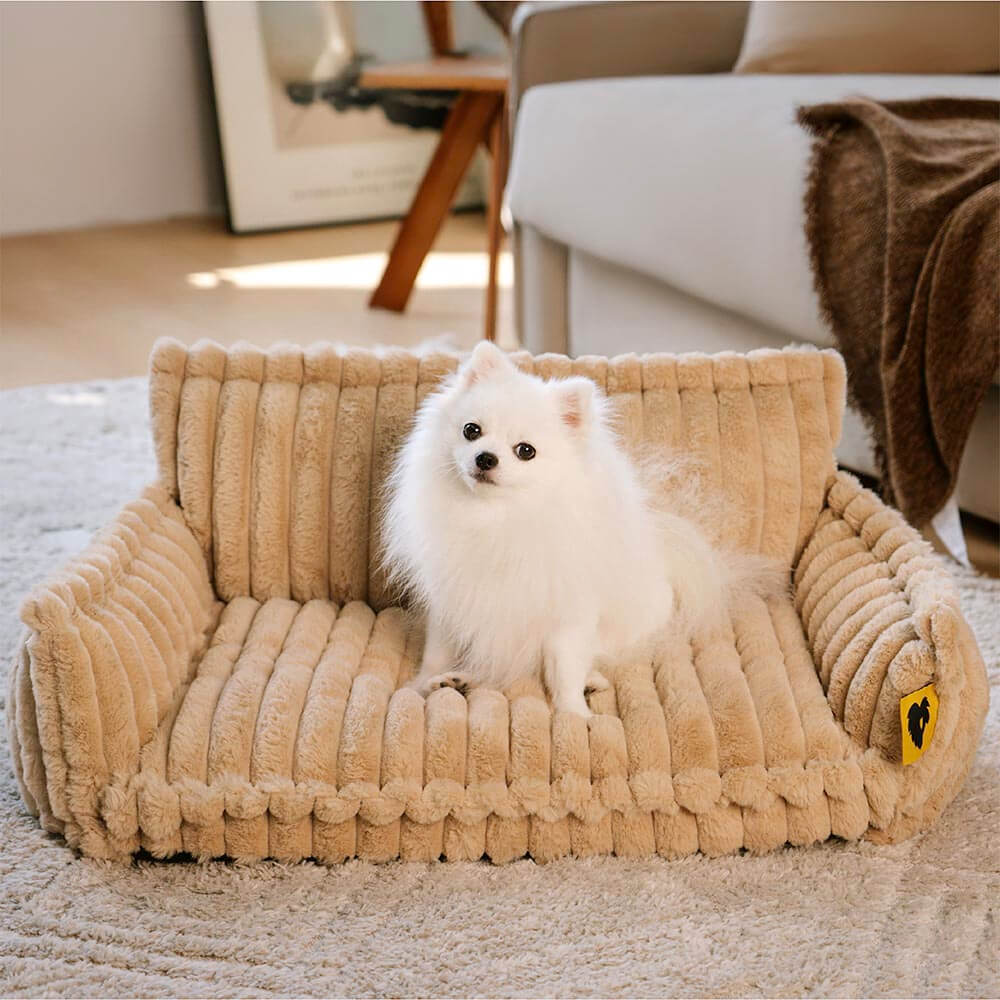 Luxury orthopedic dog bed with plush faux lambswool, supporting joints.