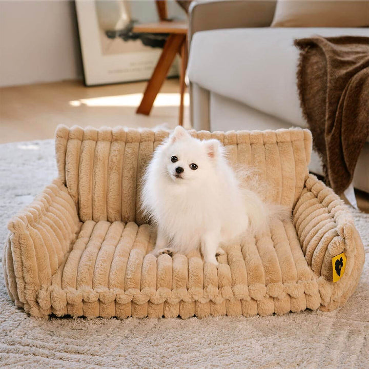 Luxury orthopedic dog bed with plush faux lambswool, supporting joints.
