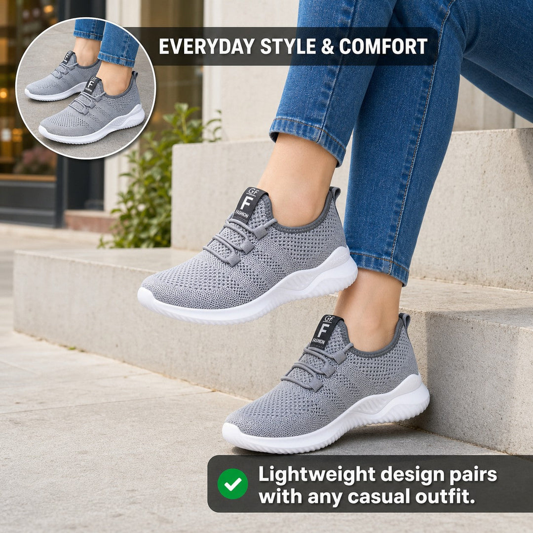 Back view of women's comfort shoes, highlighting the lightweight construction for versatile wear.