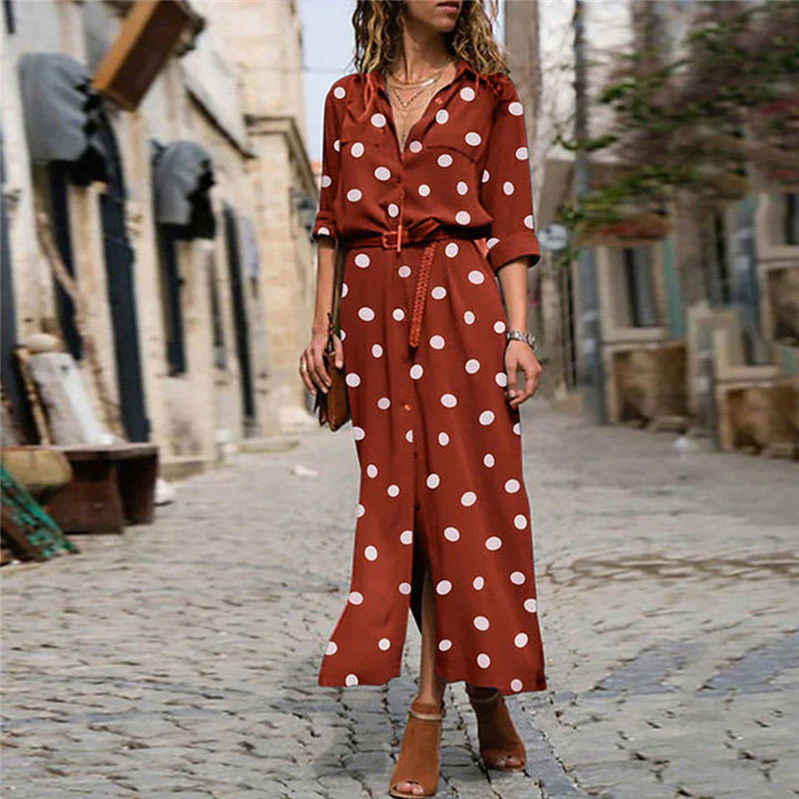 Women's Polka Dot Wide-Leg Jumpsuit with Belt