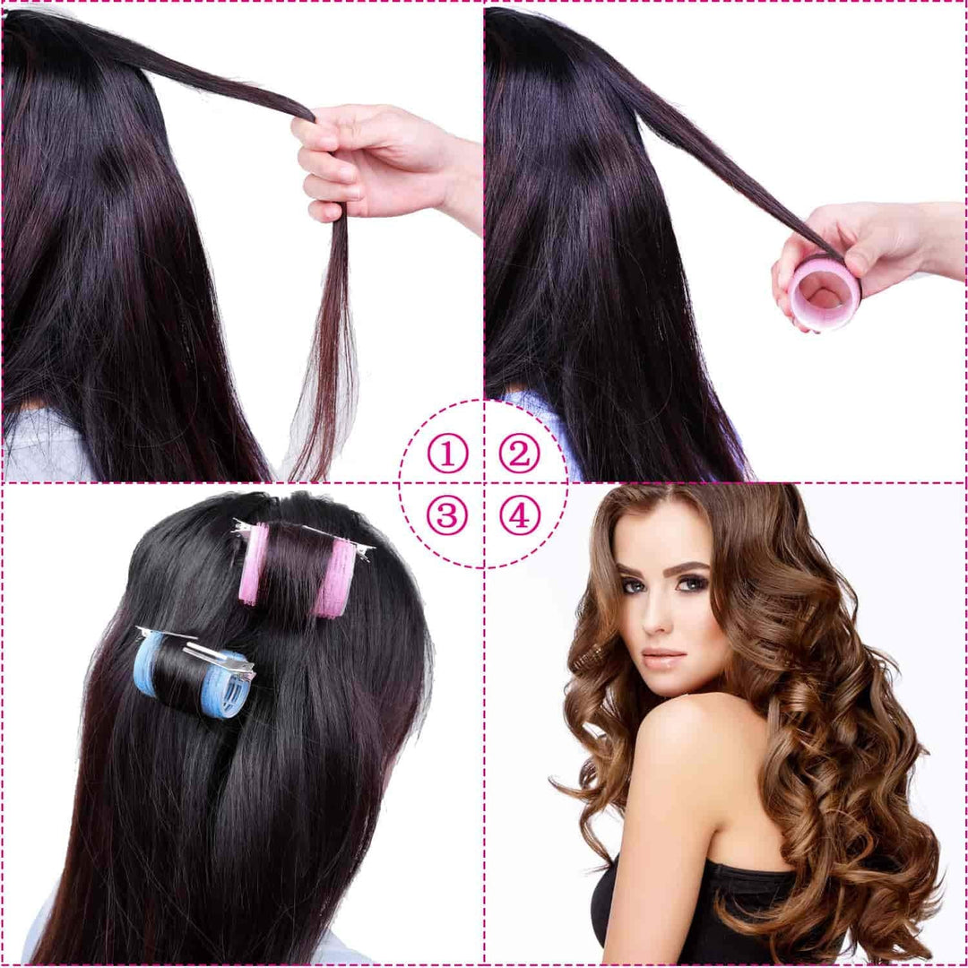 DIY hairstyling kit: self-adhesive hair rollers for women to create easy, beautiful, natural curls.