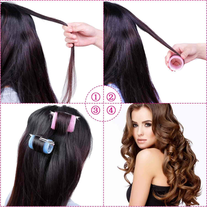DIY hairstyling kit: self-adhesive hair rollers for women to create easy, beautiful, natural curls.