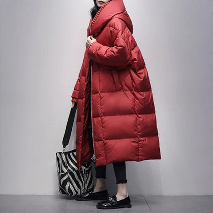 Stylish Amara women's long padded winter coat. Modern design, offering superior warmth & comfort in cold weather.