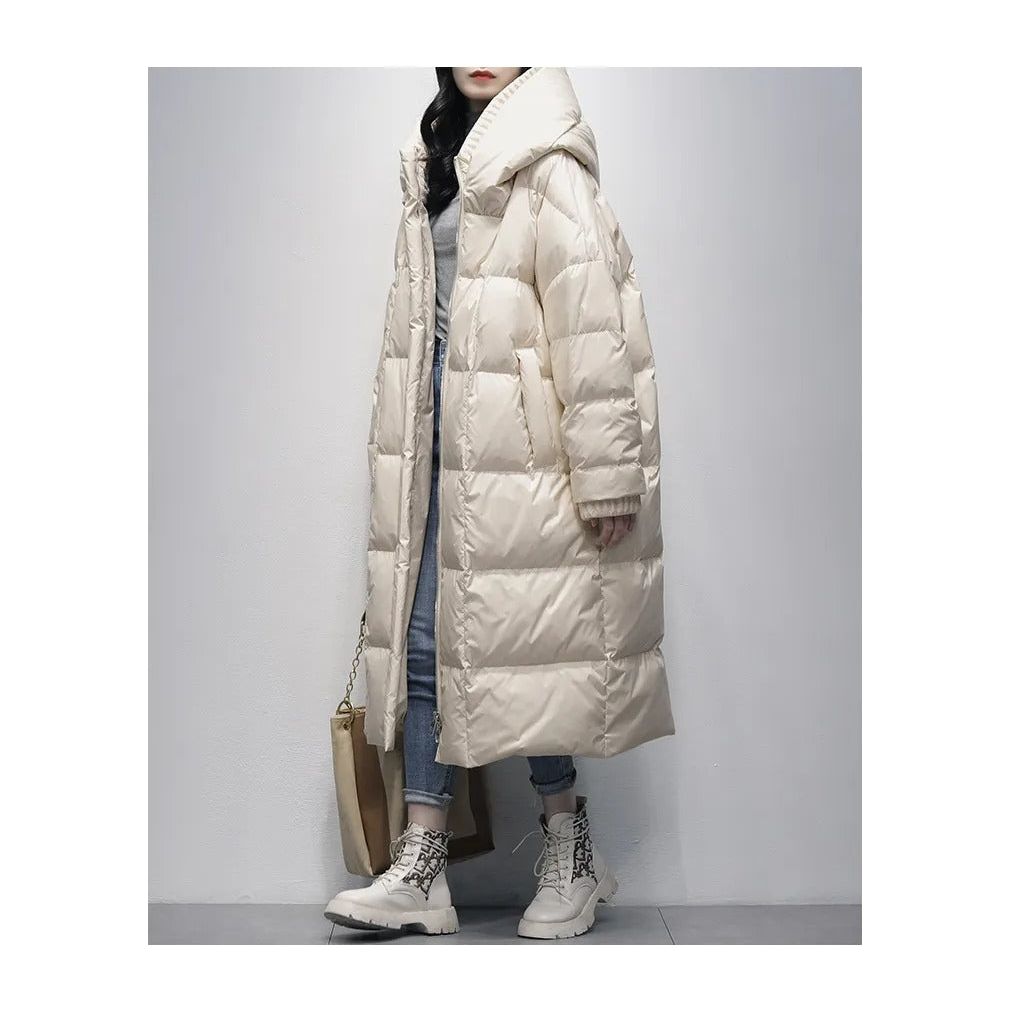 Oversized Amara long padded winter jacket for women. Cozy & comfortable warm outerwear, essential for winter fashion.