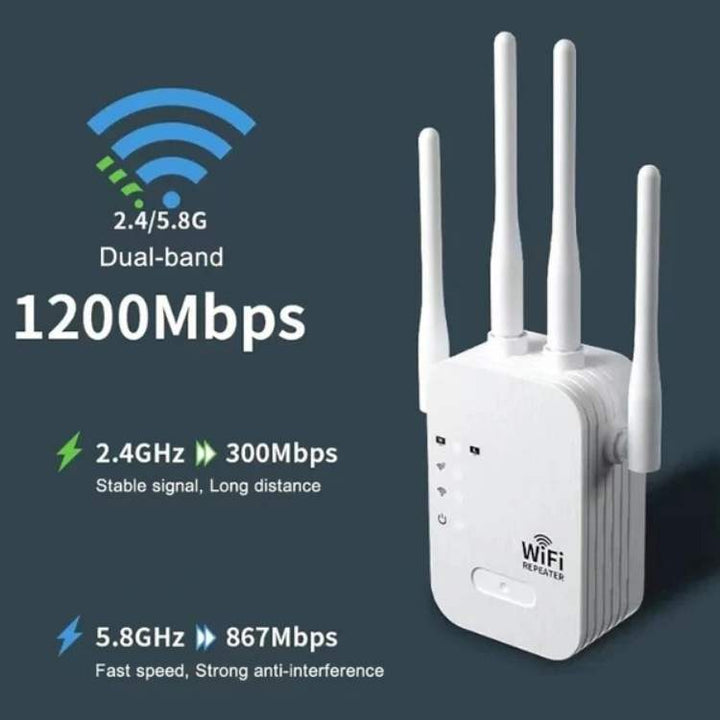 Weatherproof 5G WiFi range extender, providing strong outdoor garden internet and boosting home network.