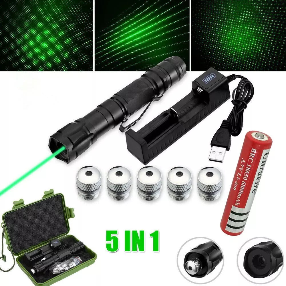 USB charging port on the side of the long-range green laser pointer