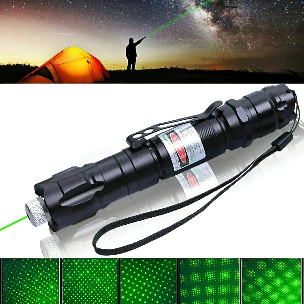 Demonstration of a bright green laser pointer beam in daylight