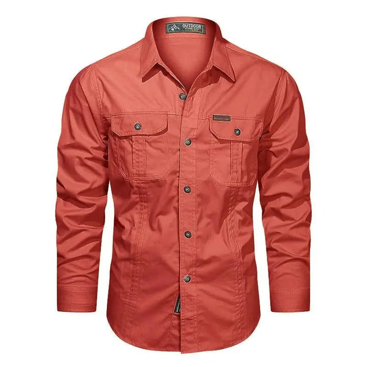 Versatile men's utility long sleeve shirt, great for everyday style, comfort, and outdoor use.