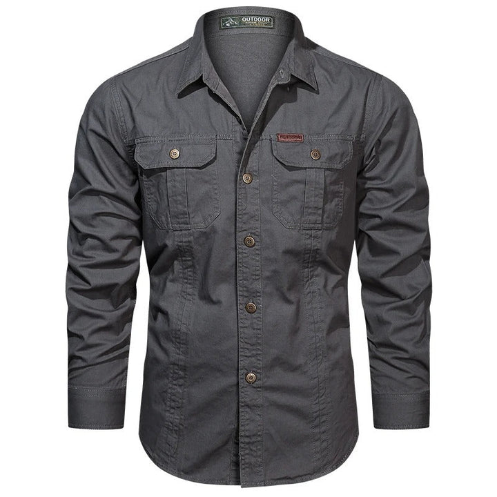 Men's long sleeve workwear shirt, a durable button-up for outdoor or casual everyday wear.