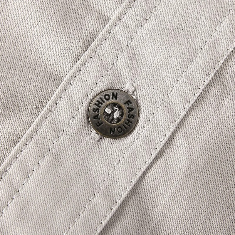 Stylish men's long sleeve button-up utility shirt, perfect for work or casual settings.