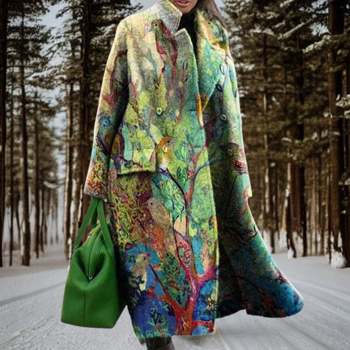 Cozy Women's Long Winter Coat, Sofia style. Warm outerwear jacket for elegant winter fashion & ultimate comfort.