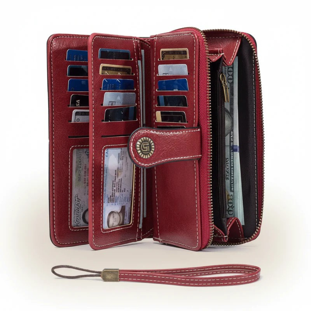 Secure long zip wallet for unisex use, crafted from PU leather with RFID protection for cards & personal items.