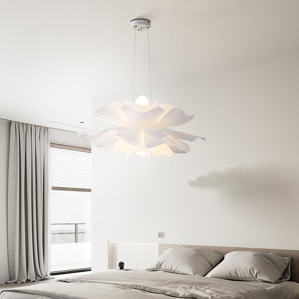 Unique Nordic lotus lamp, acrylic and metal, perfect for a modern living room.