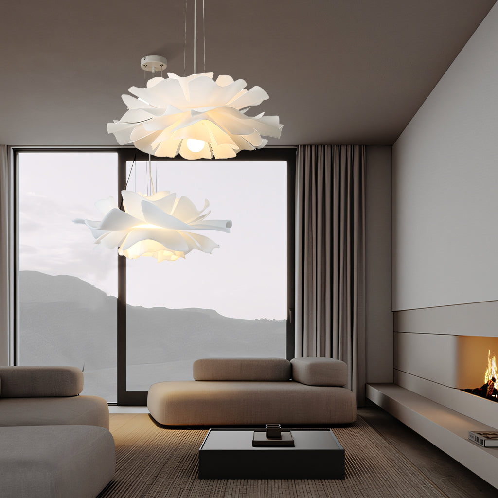 Stylish Nordic lotus ceiling light, ambient illumination for living spaces.
