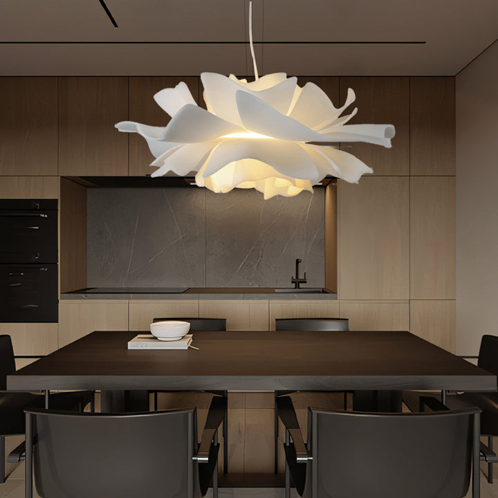 Sophisticated Nordic lotus lamp, contemporary design, enhancing bedroom aesthetics.