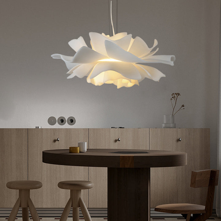 Artistic Nordic Lotus Flower Pendant Light, metal and acrylic, for modern decor.