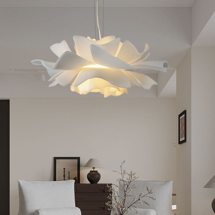 Elegant Nordic Lotus Pendant, metal and acrylic, sophisticated living room lighting.