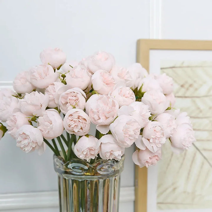 Large multi-color artificial peony bouquet, 27 heads, perfect for elaborate flower arrangements & event decor.