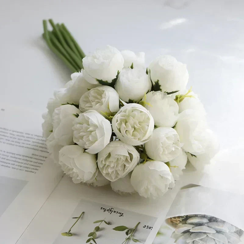 Stunning artificial silk peony flower arrangement, multi-color, ideal for event decor centerpieces.