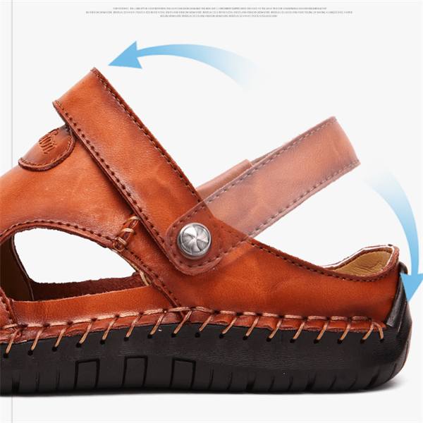 Slip-resistant sole on men's Luca orthopedic sandals, closed-toe, perfect for secure outdoor walking.