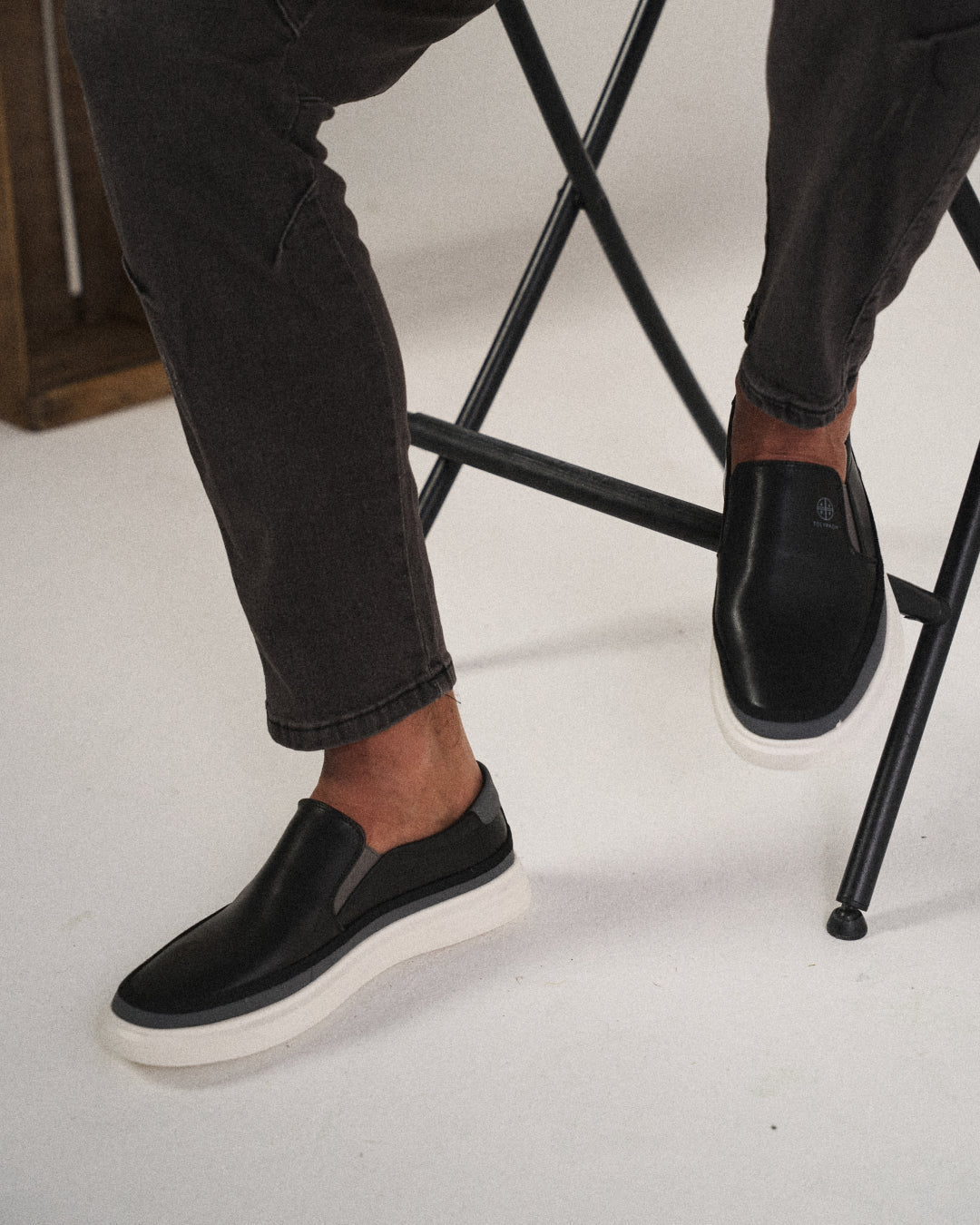 Side profile of Men's Refined Cushioned Orthopedic Slip-On Walking Shoe, showing comfort design.