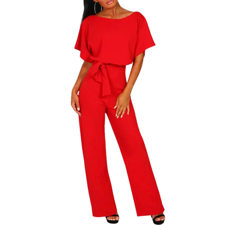 Chic Lucille short-sleeve jumpsuit for women. A stylish, comfortable summer outfit, perfect for warm weather fashion.