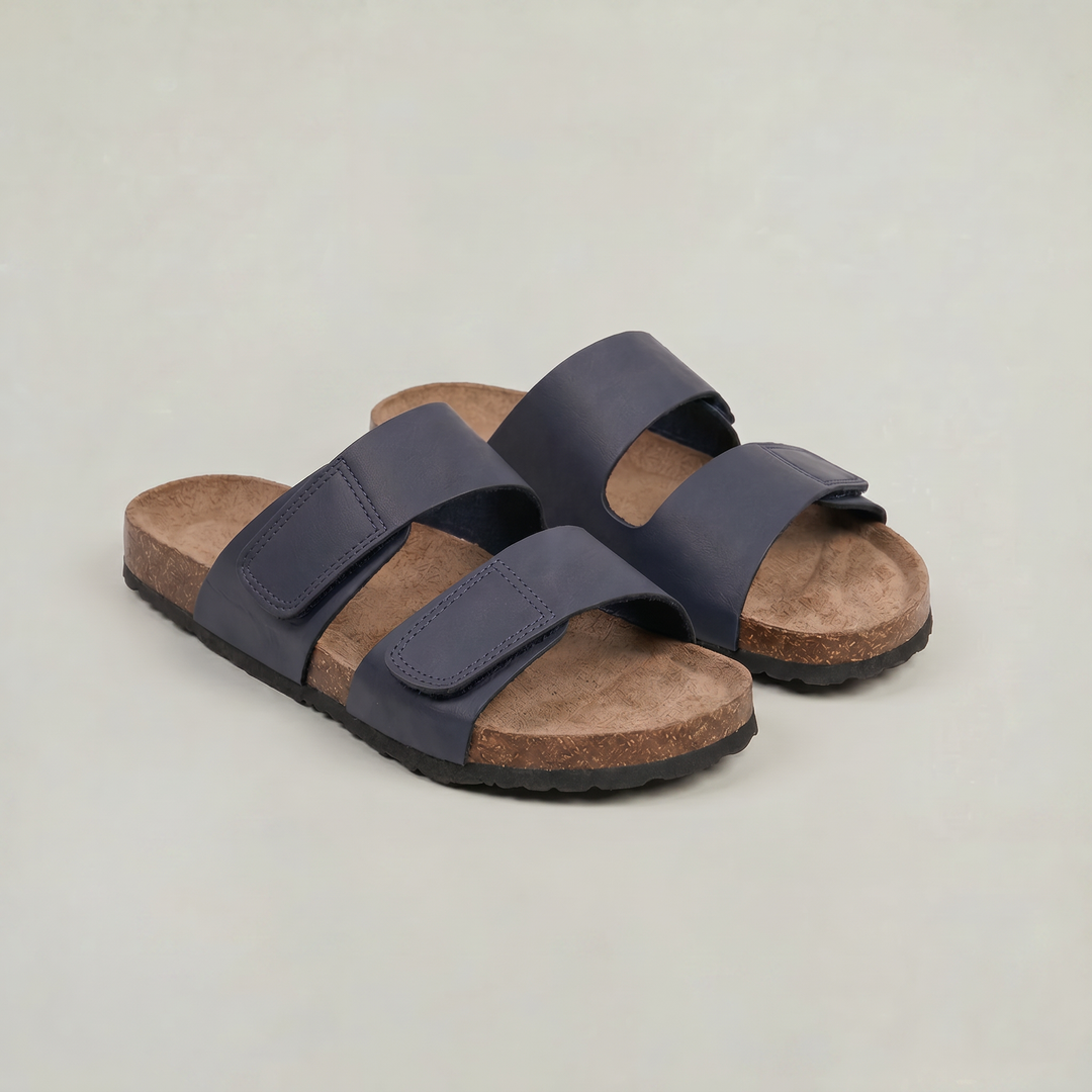 Stylish men's comfort sandals with double adjustable straps, ideal for beachwear & summer fashion.