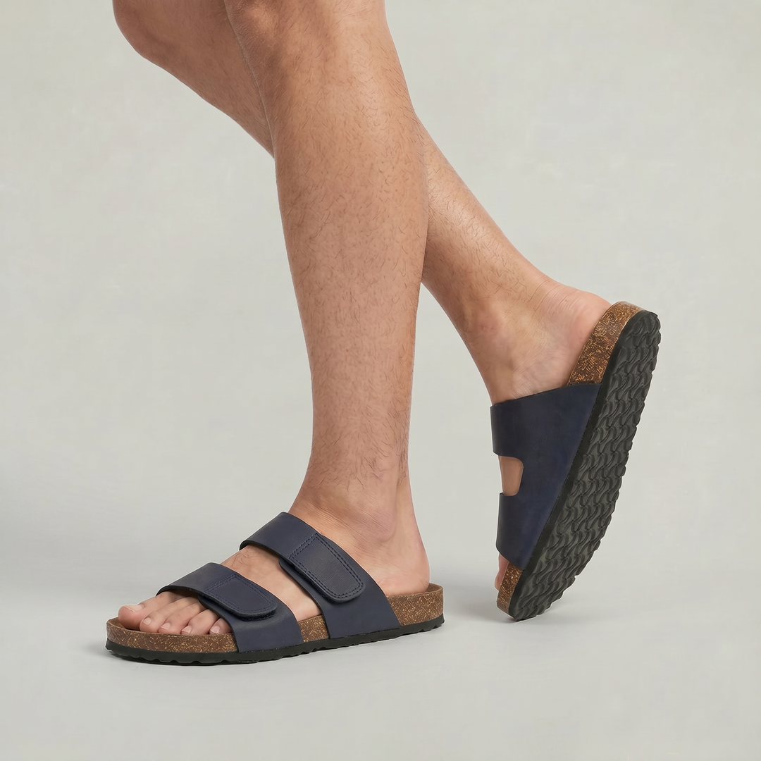 Durable men's double strap comfort slides, designed for everyday summer wear & beach adventures.