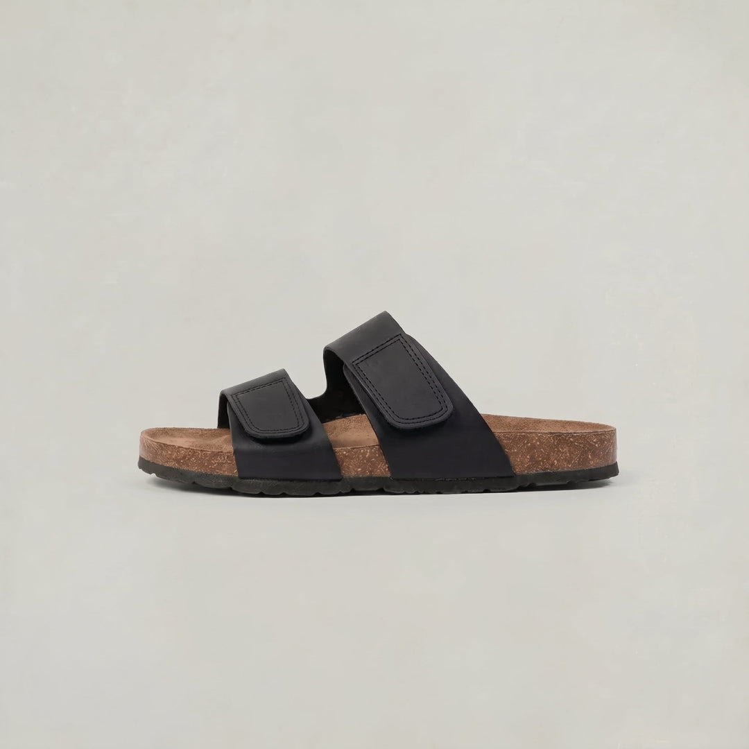 Versatile men's double strap comfort sandals, great for summer, beachwear, or casual slip-on style.