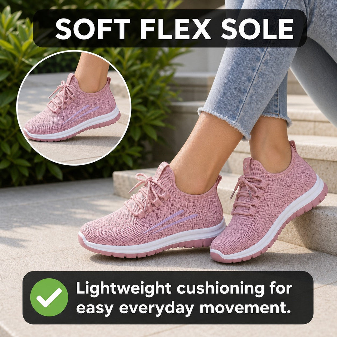Flexible women's everyday sneakers, featuring a soft sole for superior walking comfort.