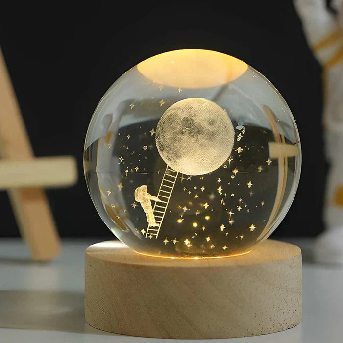 CelestialGlow 3D LED lamp, an enchanting luminous sphere, ideal cosmic night light.
