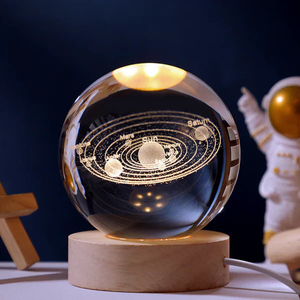 Enchanting luminous globe lamp, a captivating 3D LED night light for celestial decor.