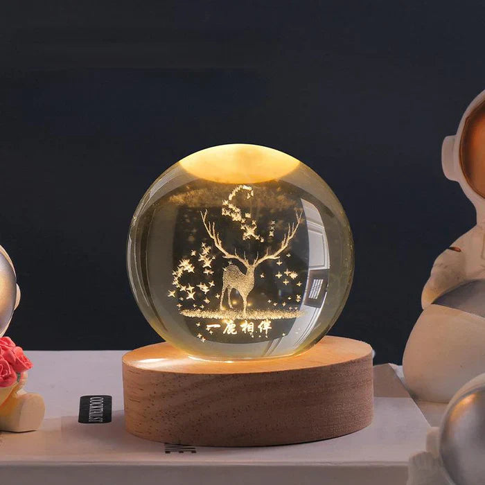 Enchanting LED sphere night light, a luminous globe bringing space universe decor indoors.