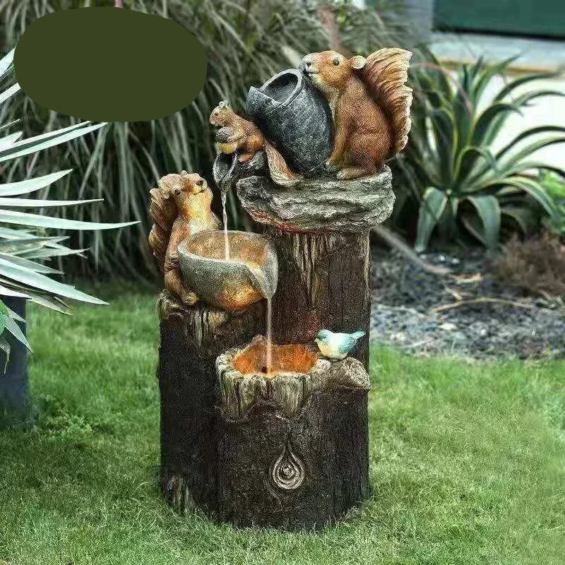 Weatherproof resin solar fountain with LED light, bringing a whimsical duck garden statue to your patio decor.