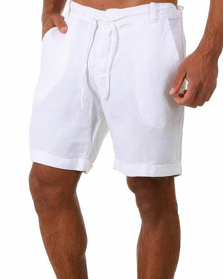 Sophisticated men's linen summer shorts, classic style for warm weather comfort.