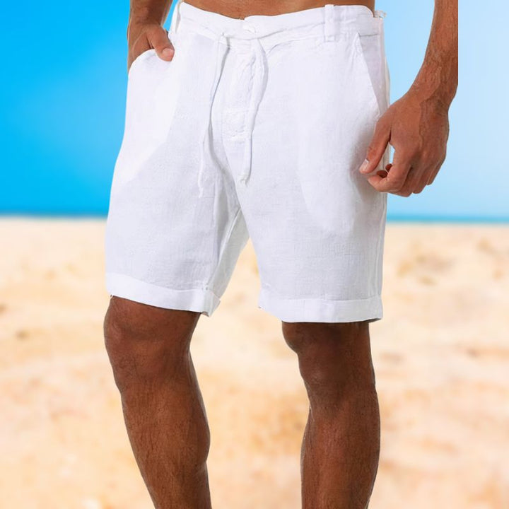 Comfortable & lightweight men's linen shorts, ideal for warm weather everyday style.