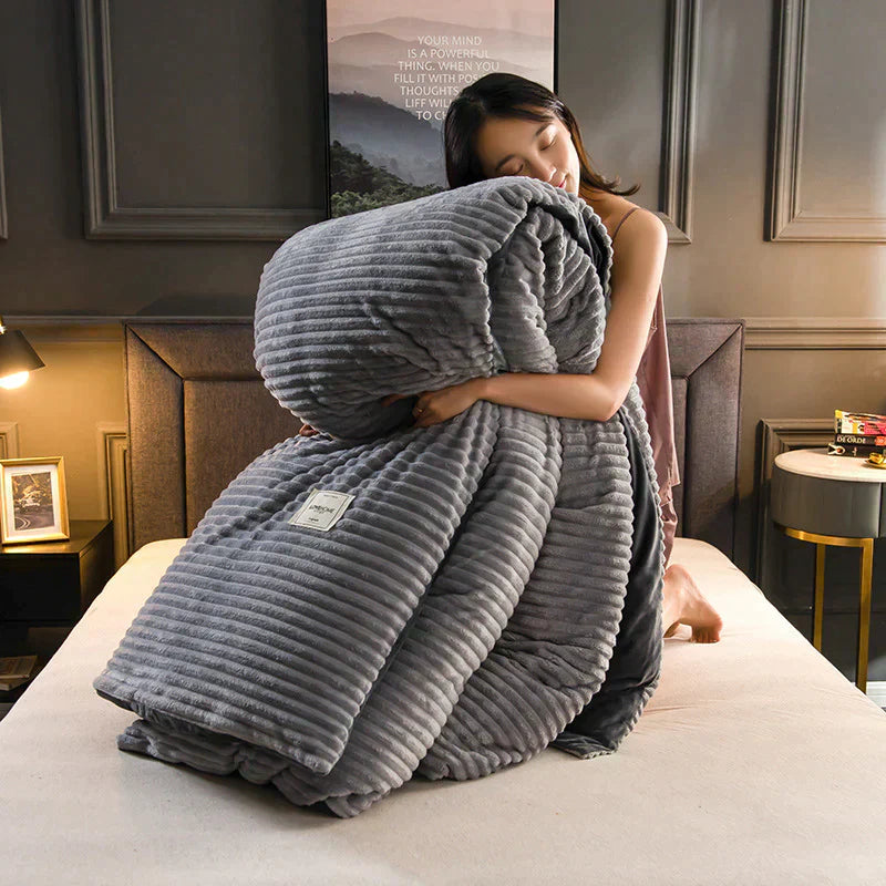 Luxurious velvety fleece duvet cover in rich navy blue, king size