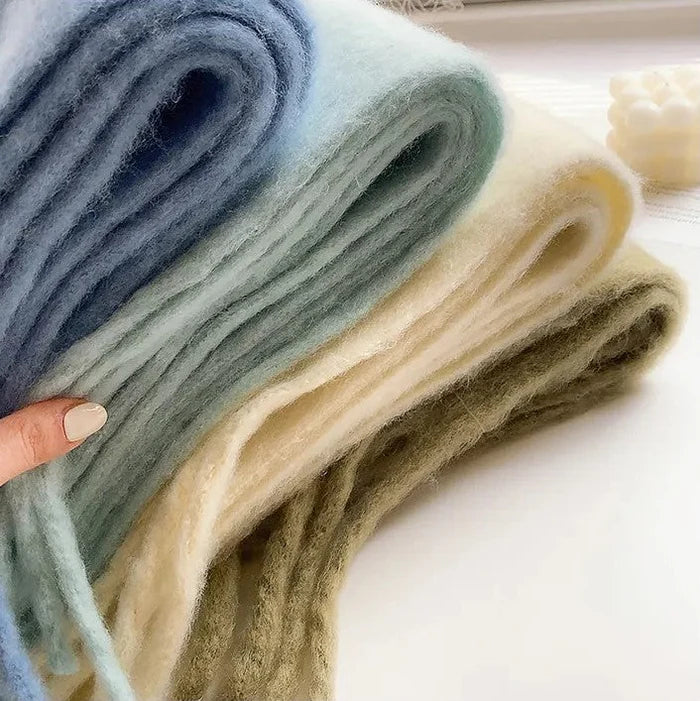 Warm & stylish women's cashmere scarf, perfect for fall and winter fashion.