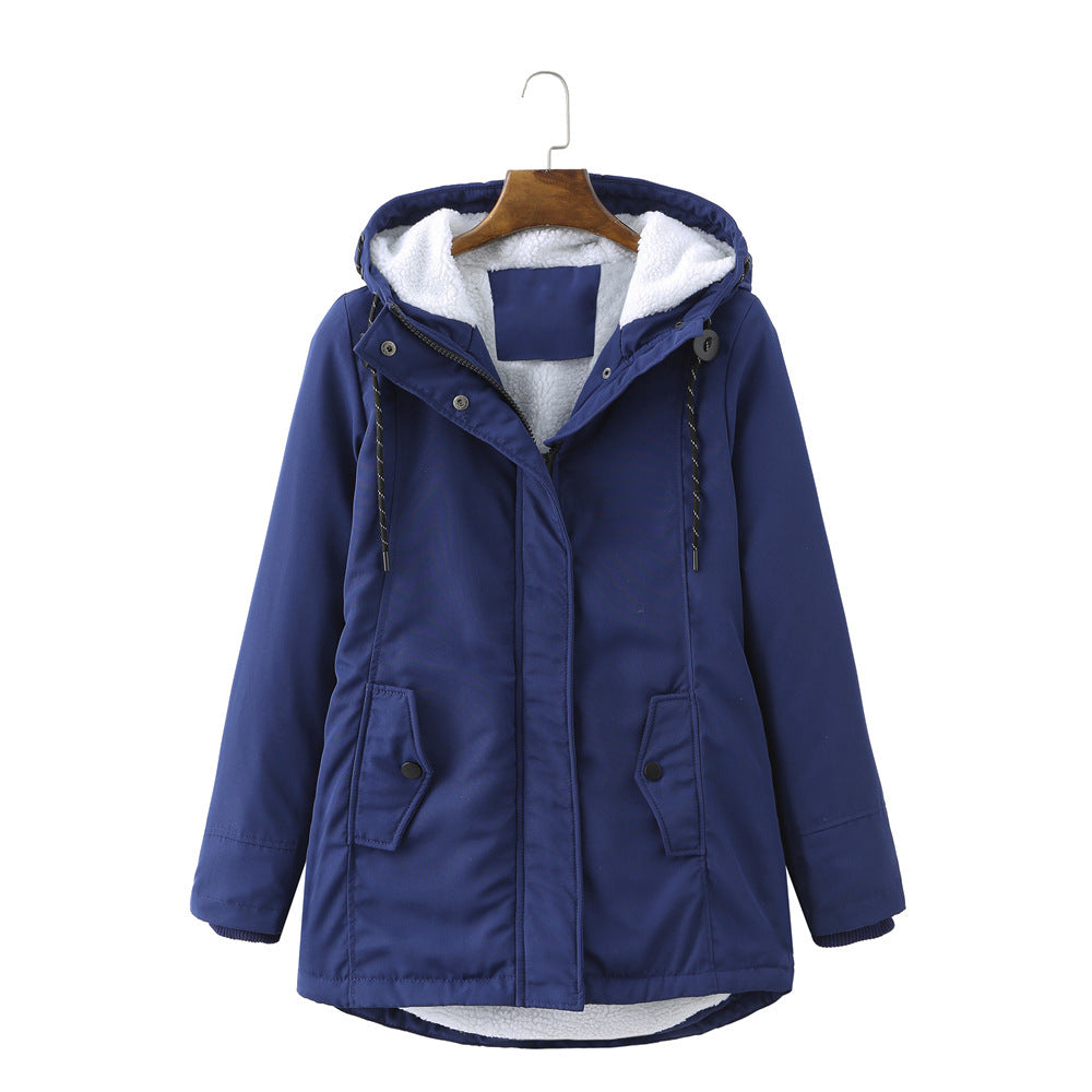 Premium women's Aurora winter parka, an elegant & warm long coat designed for stylish cold weather comfort.