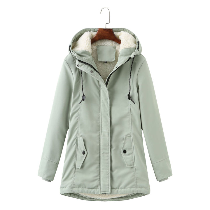 Long women's Aurora winter coat, stylish & warm parka for ultimate cold weather protection. Elegant outerwear.